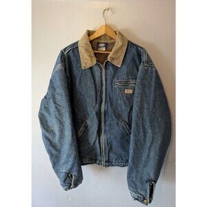 Vintage Dickies 90s Y2K 00s Denim Detroit Style Jacket Blanket Lined Sz XXL